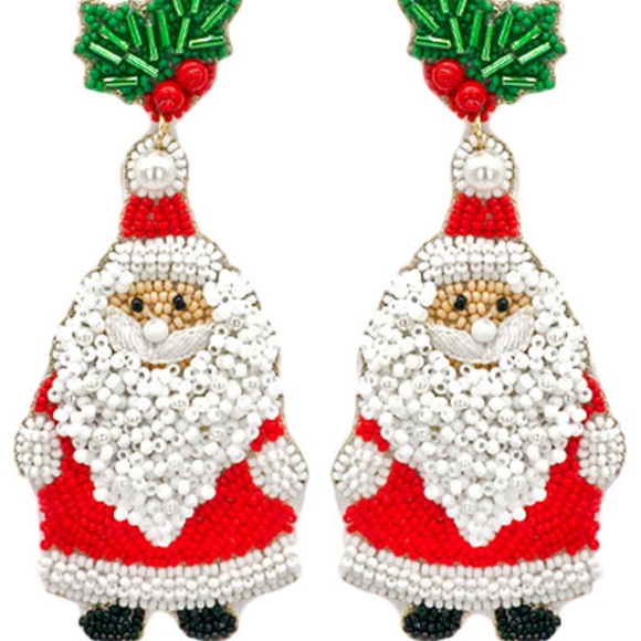 Beaded Santa Earrings - Picture 1 of 1